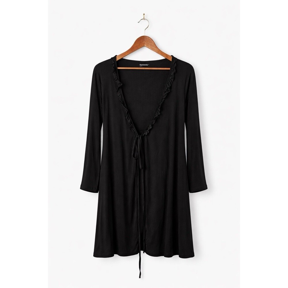 Gap Maternity Black Ruffle Tie Front Cardigan Robe Soft Tencel Sz S